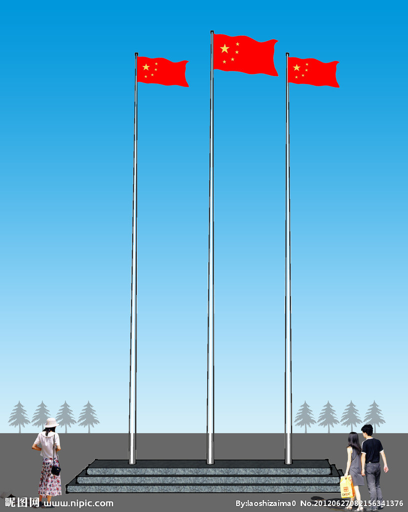 廣場錐形旗桿效果圖-1